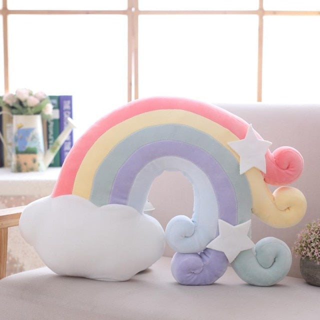 Candy color cloud star moon rainbow pillow round shape stuffed soft ball pillow cushion home sofa decor pillow gift for friend