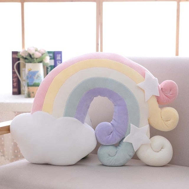 Candy color cloud star moon rainbow pillow round shape stuffed soft ball pillow cushion home sofa decor pillow gift for friend