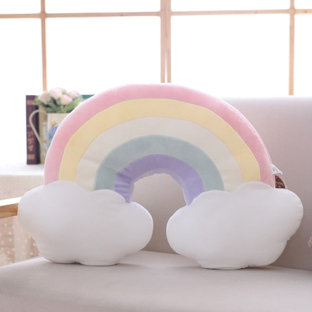 Candy color cloud star moon rainbow pillow round shape stuffed soft ball pillow cushion home sofa decor pillow gift for friend