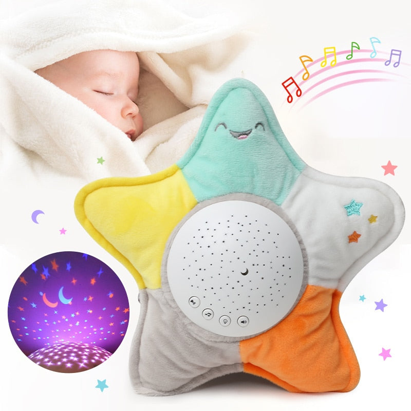 Kids Soft Toys Stuffed Sleep Led Night Lamp Stuffed Animal Plush Toys With Music & Stars Projector Light Baby Toys For Girls/Boy