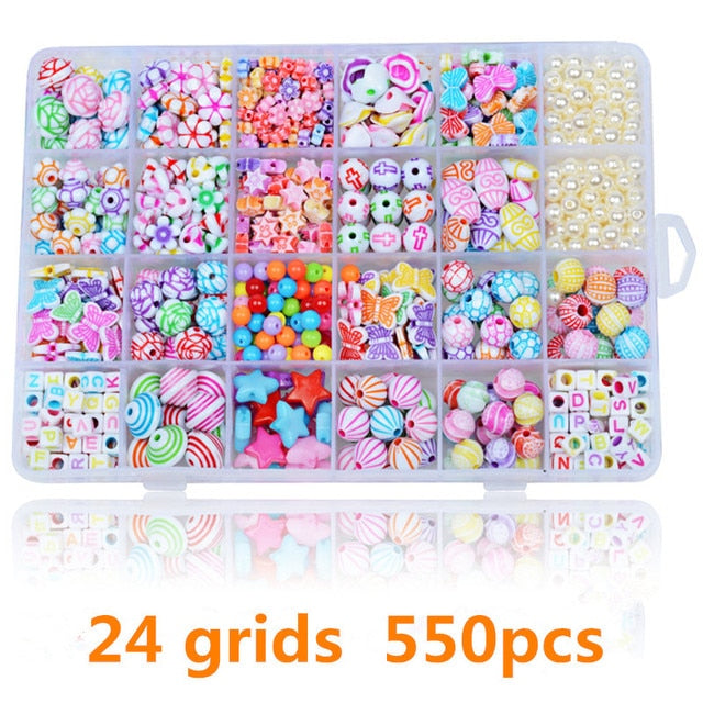 1200pcs DIY Handmade Beaded Children's Toy Creative Loose Spacer Beads Crafts Making Bracelet Necklace Jewelry Kit Girl Toy Gift