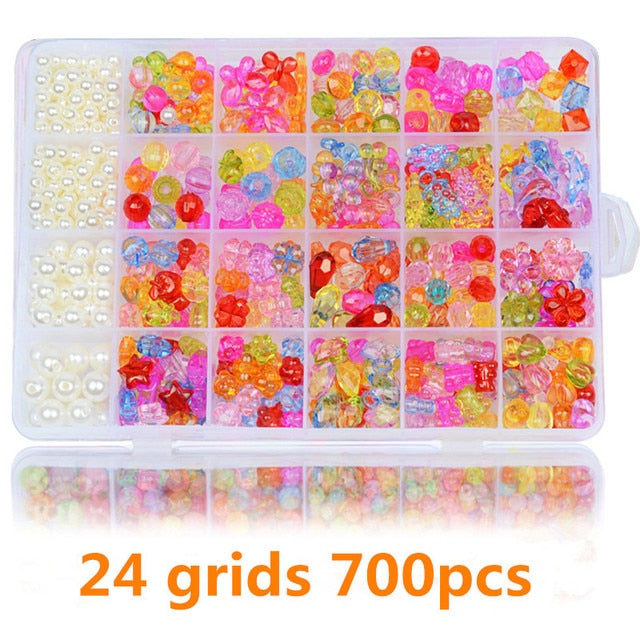 1200pcs DIY Handmade Beaded Children's Toy Creative Loose Spacer Beads Crafts Making Bracelet Necklace Jewelry Kit Girl Toy Gift