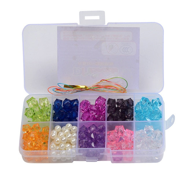 1200pcs DIY Handmade Beaded Children's Toy Creative Loose Spacer Beads Crafts Making Bracelet Necklace Jewelry Kit Girl Toy Gift