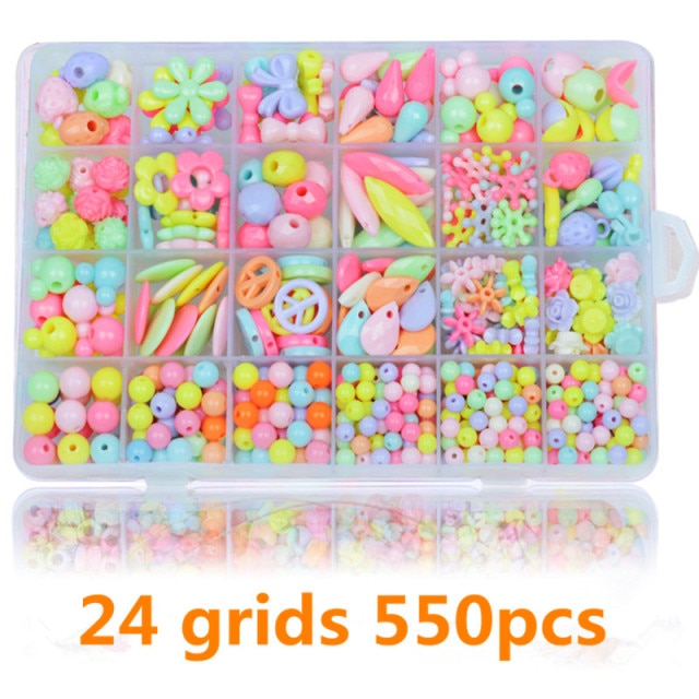 1200pcs DIY Handmade Beaded Children's Toy Creative Loose Spacer Beads Crafts Making Bracelet Necklace Jewelry Kit Girl Toy Gift