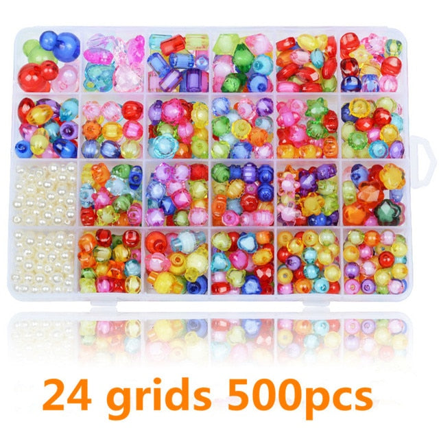 1200pcs DIY Handmade Beaded Children's Toy Creative Loose Spacer Beads Crafts Making Bracelet Necklace Jewelry Kit Girl Toy Gift