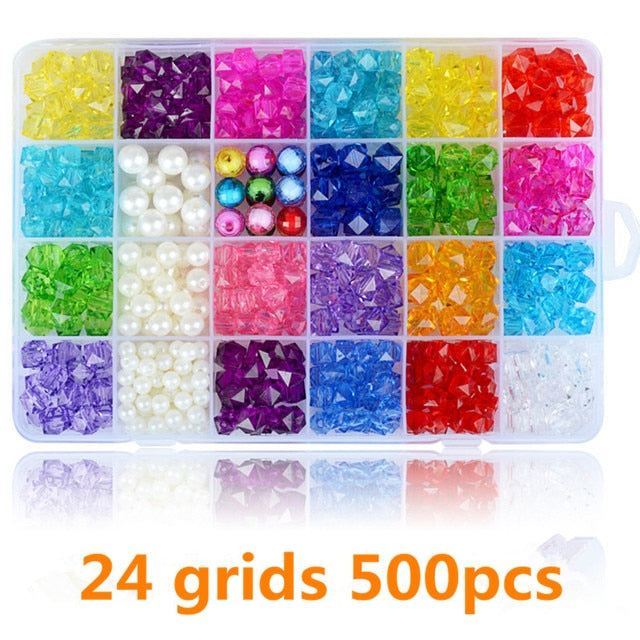 1200pcs DIY Handmade Beaded Children's Toy Creative Loose Spacer Beads Crafts Making Bracelet Necklace Jewelry Kit Girl Toy Gift