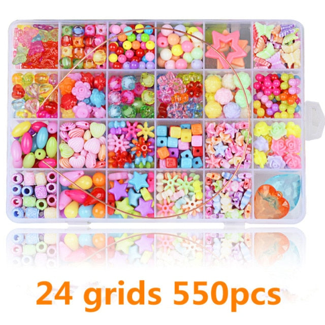 1200pcs DIY Handmade Beaded Children's Toy Creative Loose Spacer Beads Crafts Making Bracelet Necklace Jewelry Kit Girl Toy Gift