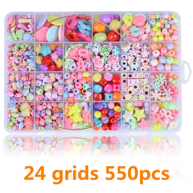 1200pcs DIY Handmade Beaded Children's Toy Creative Loose Spacer Beads Crafts Making Bracelet Necklace Jewelry Kit Girl Toy Gift