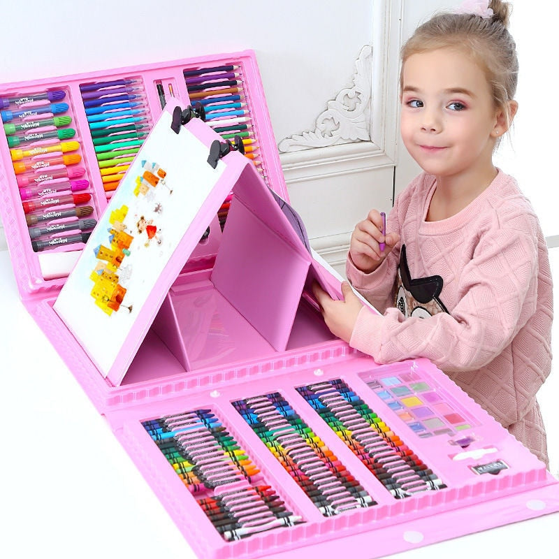 42-208PCS Children Art Painting Set Watercolor Pencil Crayon Water Pen Drawing Board Doodle Supplies Kids Educational Toys Gift