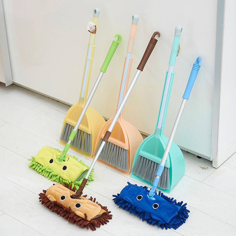 Children's Simulation Broom Mop and Dustpan Set Kindergarten Toys Baby Mini Play House Sweeping Cleaning Toy Combination