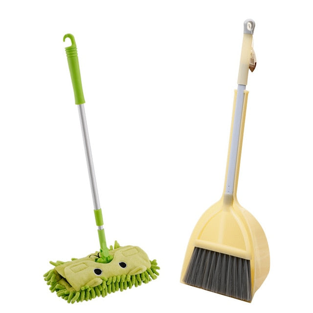 Children's Simulation Broom Mop and Dustpan Set Kindergarten Toys Baby Mini Play House Sweeping Cleaning Toy Combination