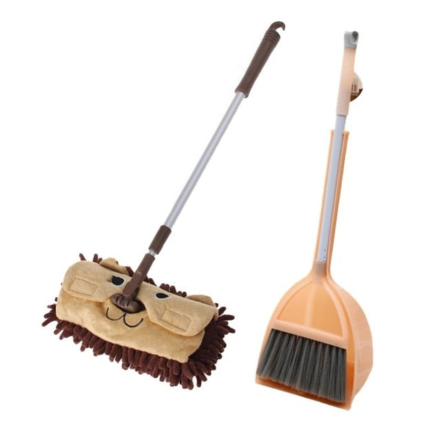 Children's Simulation Broom Mop and Dustpan Set Kindergarten Toys Baby Mini Play House Sweeping Cleaning Toy Combination