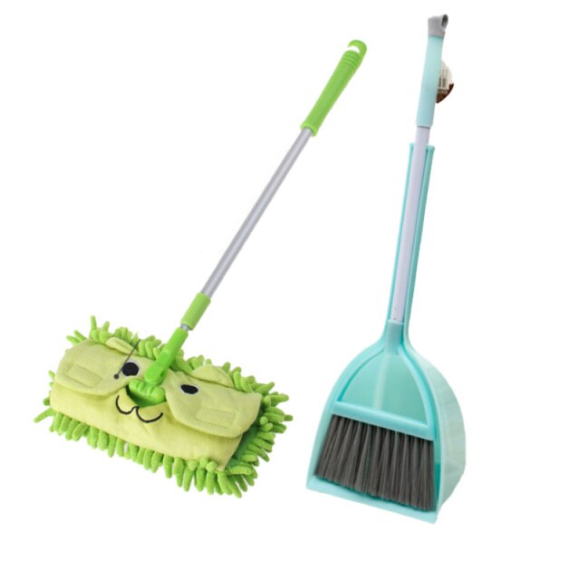 Children's Simulation Broom Mop and Dustpan Set Kindergarten Toys Baby Mini Play House Sweeping Cleaning Toy Combination