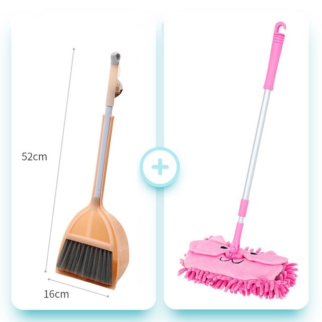 Children's Simulation Broom Mop and Dustpan Set Kindergarten Toys Baby Mini Play House Sweeping Cleaning Toy Combination