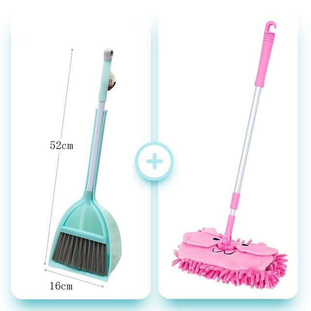 Children's Simulation Broom Mop and Dustpan Set Kindergarten Toys Baby Mini Play House Sweeping Cleaning Toy Combination