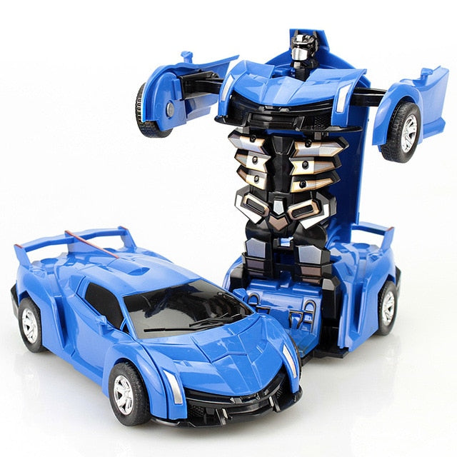 Transformation Mini 2 In 1 Car Robot Toy Anime Action Collision Transforming Model Deformation Vehicles Toy Gift for Children