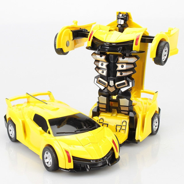 Transformation Mini 2 In 1 Car Robot Toy Anime Action Collision Transforming Model Deformation Vehicles Toy Gift for Children