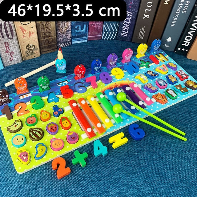 Montessori Educational Wooden Toy Geometric Shape Cognition Puzzle Musical Math Toys Early Educational Toys for Children gift