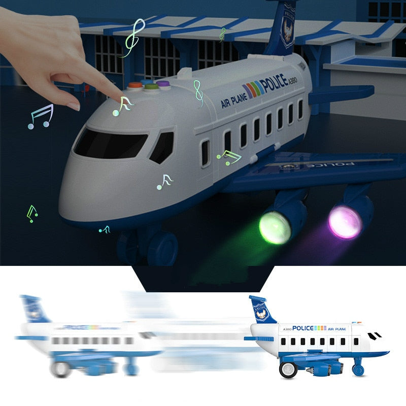 Large Size Passenger Plane Deformation Music Simulation DIY Track Inertia Toy Aircraft Kids Airplane