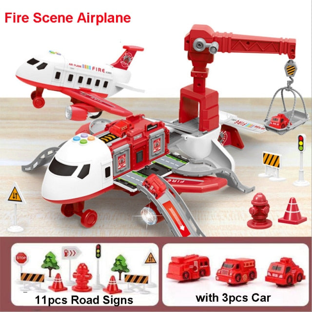 Large Size Passenger Plane Deformation Music Simulation DIY Track Inertia Toy Aircraft Kids Airplane