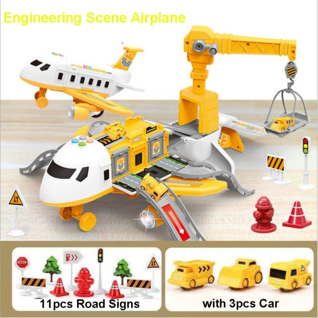 Large Size Passenger Plane Deformation Music Simulation DIY Track Inertia Toy Aircraft Kids Airplane