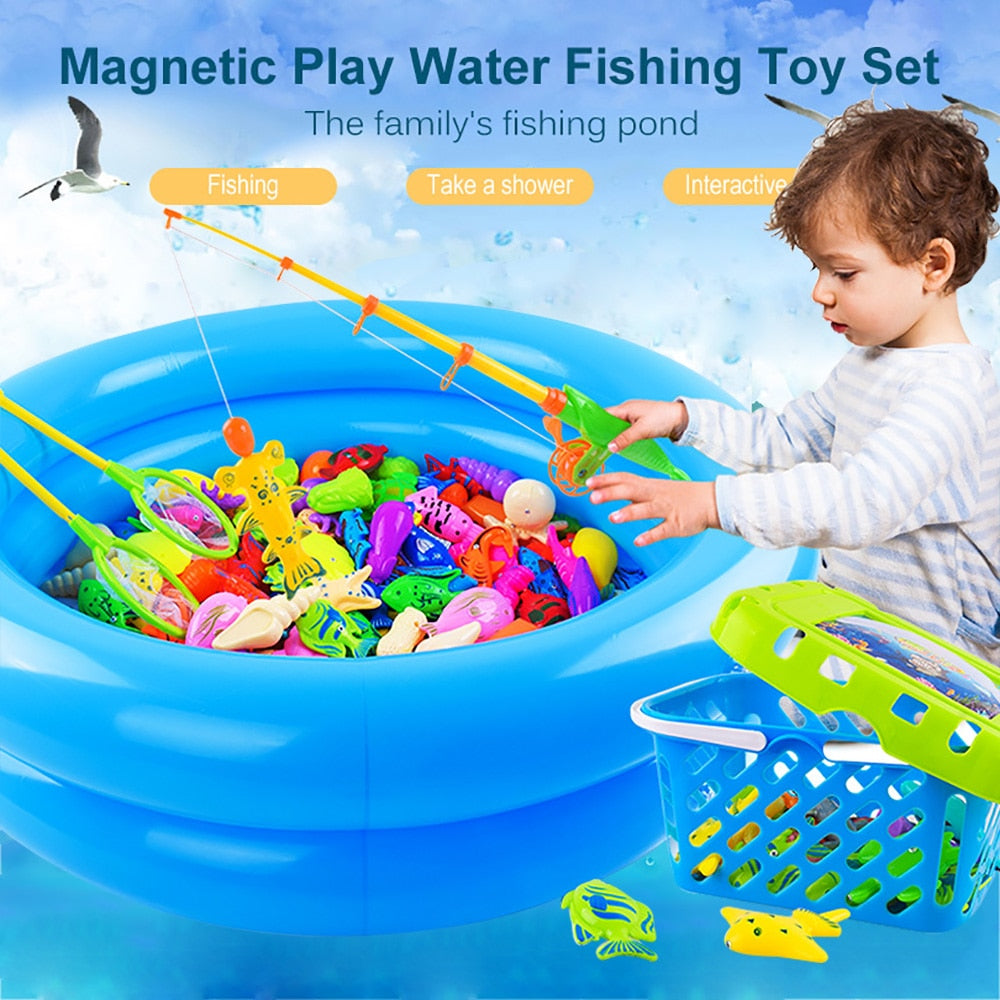 Children Magnetic Fishing Toy Rod Net Child Play Fish Pool Goods Games Bath Outdoor Toys for Boys Boy Kids Girls Bathing Game