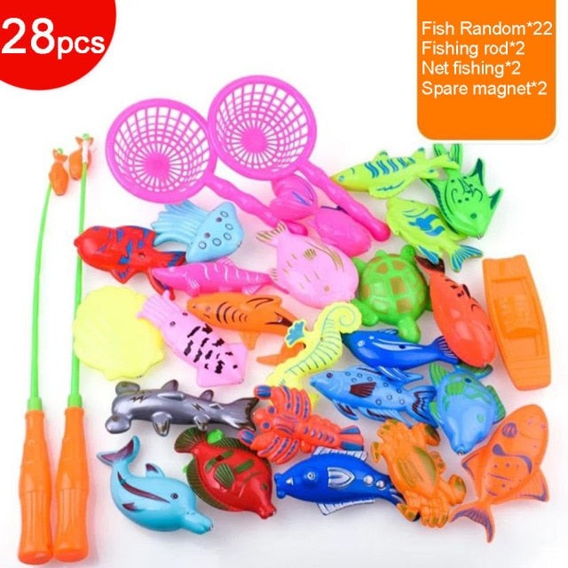 Children Magnetic Fishing Toy Rod Net Child Play Fish Pool Goods Games Bath Outdoor Toys for Boys Boy Kids Girls Bathing Game