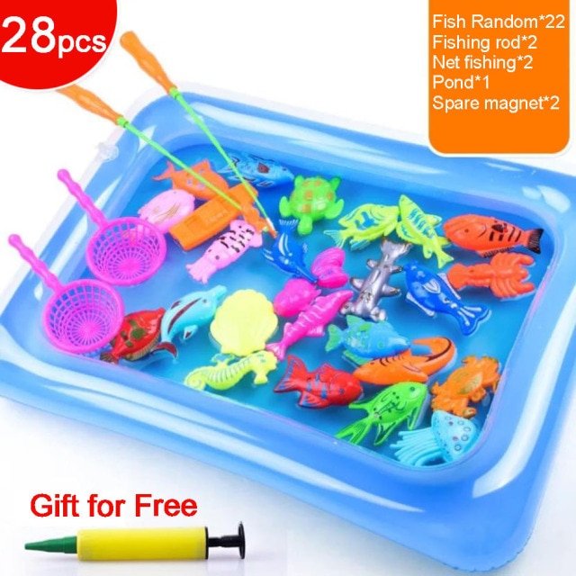 Children Magnetic Fishing Toy Rod Net Child Play Fish Pool Goods Games Bath Outdoor Toys for Boys Boy Kids Girls Bathing Game