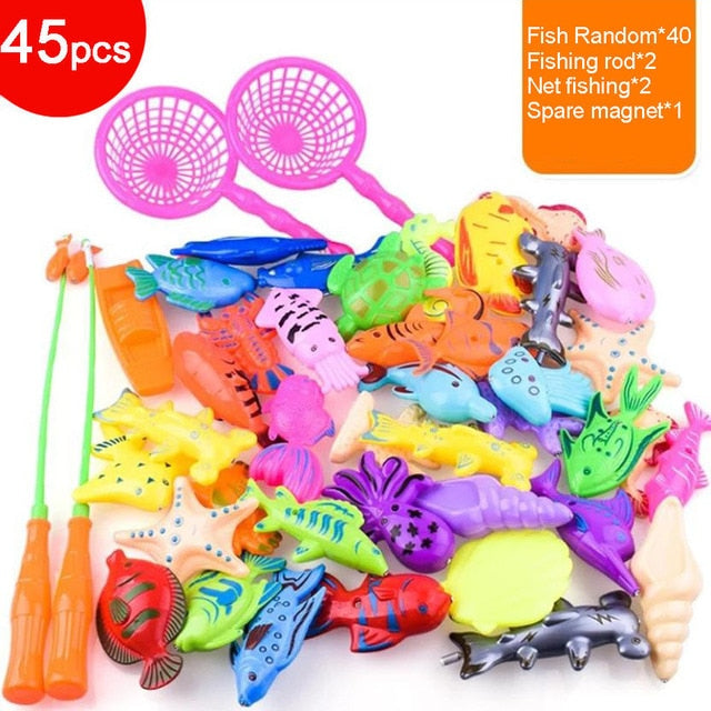 Children Magnetic Fishing Toy Rod Net Child Play Fish Pool Goods Games Bath Outdoor Toys for Boys Boy Kids Girls Bathing Game