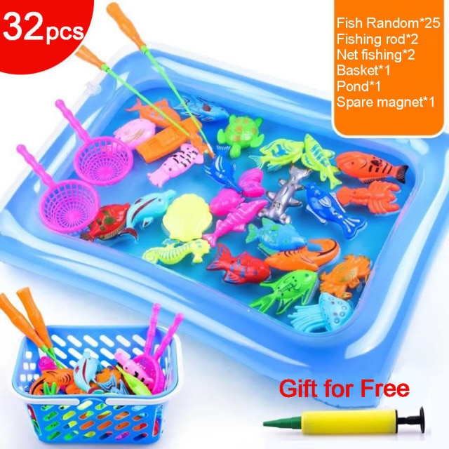 Children Magnetic Fishing Toy Rod Net Child Play Fish Pool Goods Games Bath Outdoor Toys for Boys Boy Kids Girls Bathing Game