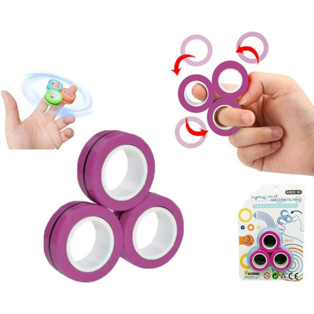 Anti-Stress Magnetic Rings Fidget Unzip Toy Magic RingTools Children Magnetic Ring Finger Spinner Ring Adult Decompression Toys