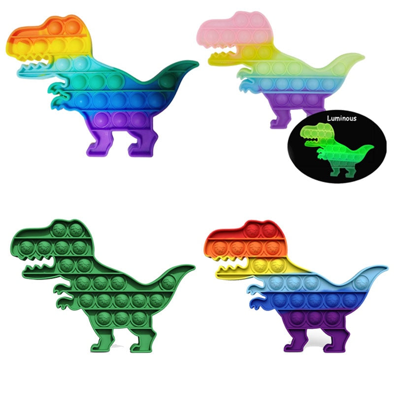 Dinosaur Shaped Bubble Fidget Toys Push Bubble Sensory Toys Rainbow Kids Adult Autism Antistress Toys for Children Simple Dimple