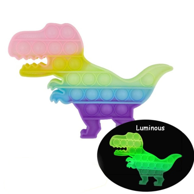 Dinosaur Shaped Bubble Fidget Toys Push Bubble Sensory Toys Rainbow Kids Adult Autism Antistress Toys for Children Simple Dimple