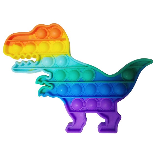 Dinosaur Shaped Bubble Fidget Toys Push Bubble Sensory Toys Rainbow Kids Adult Autism Antistress Toys for Children Simple Dimple