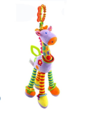 New Arrival  Soft Giraffe Animal Handbells Rattles Plush Infant Baby development Handle Toys Hot Selling WIth Teether Baby Toy