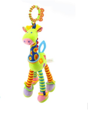 New Arrival  Soft Giraffe Animal Handbells Rattles Plush Infant Baby development Handle Toys Hot Selling WIth Teether Baby Toy