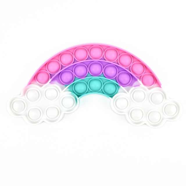 Rainbow Push Bubble Fidget Toys Animal Shape Adult Stress Relief Sensory Toy Soft Squishy Bubble Anti Stress Toy Autism Needs