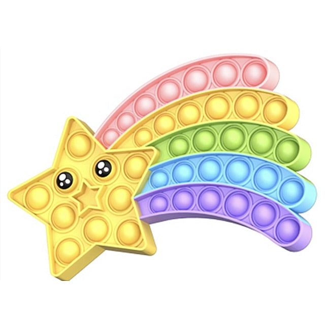 Rainbow Push Bubble Fidget Toys Animal Shape Adult Stress Relief Sensory Toy Soft Squishy Bubble Anti Stress Toy Autism Needs