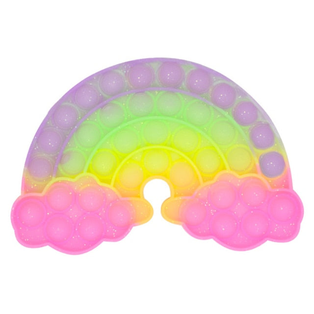 Rainbow Push Bubble Fidget Toys Animal Shape Adult Stress Relief Sensory Toy Soft Squishy Bubble Anti Stress Toy Autism Needs