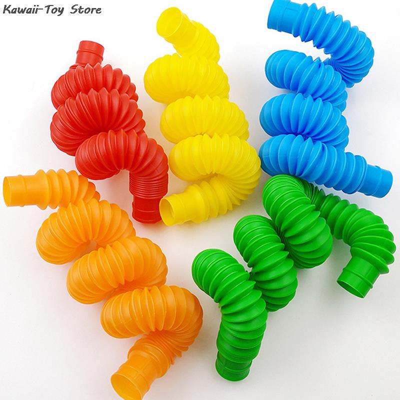 5Pcs Mini Pop Tubes Sensory Toy For Adult Fidget Stress Relieve Toys Kid Autism Anti Stress Plastic Bellows Children Squeeze Toy