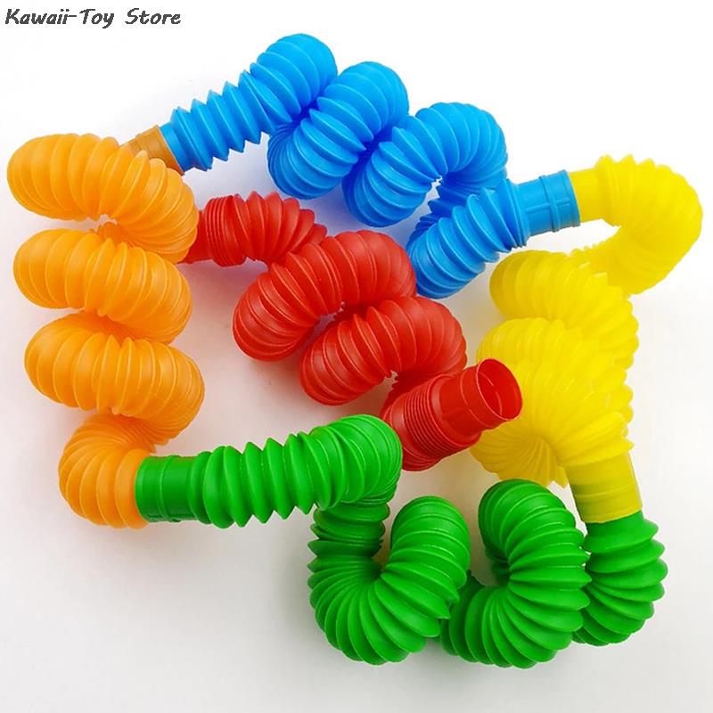 5Pcs Mini Pop Tubes Sensory Toy For Adult Fidget Stress Relieve Toys Kid Autism Anti Stress Plastic Bellows Children Squeeze Toy