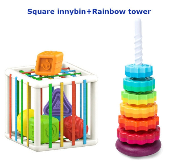 Baby Shape Sorting Toy  motor skill tactile touch toy 10 months to 3 years  InnyBin soft cube montessori educational toys