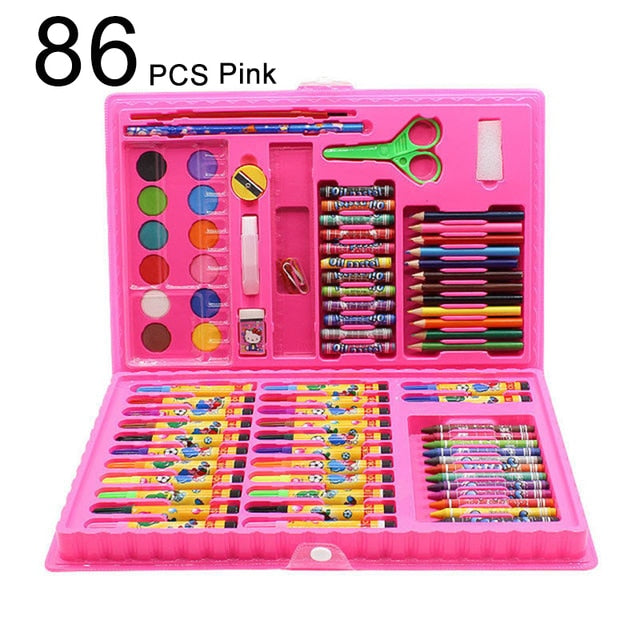 42-208PCS Children Art Painting Set Watercolor Pencil Crayon Water Pen Drawing Board Doodle Supplies Kids Educational Toys Gift