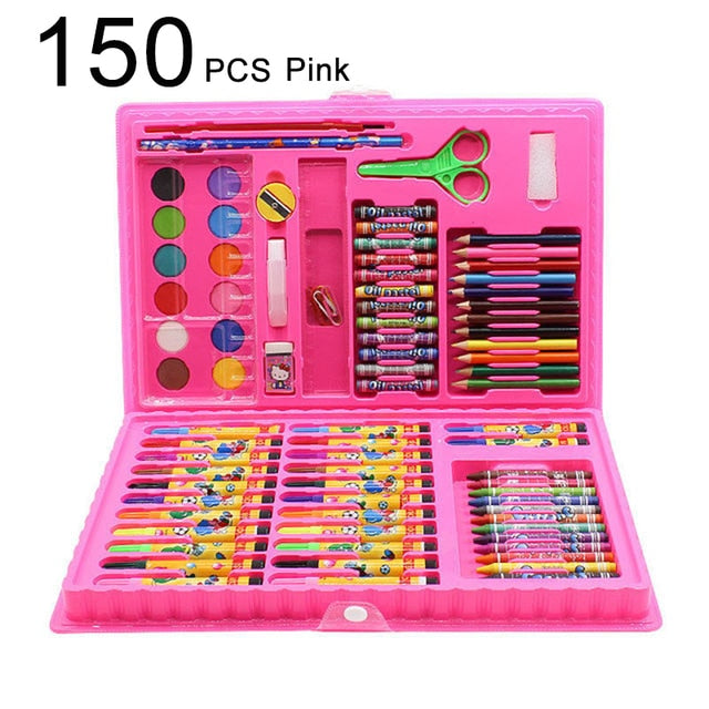 42-208PCS Children Art Painting Set Watercolor Pencil Crayon Water Pen Drawing Board Doodle Supplies Kids Educational Toys Gift