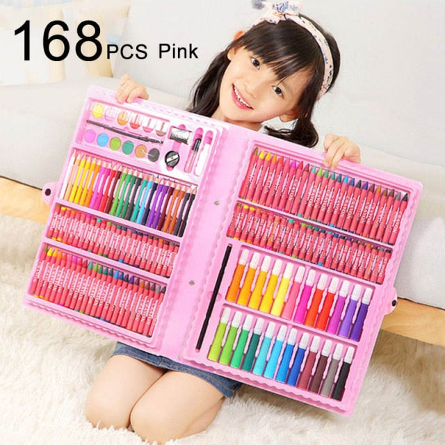 42-208PCS Children Art Painting Set Watercolor Pencil Crayon Water Pen Drawing Board Doodle Supplies Kids Educational Toys Gift