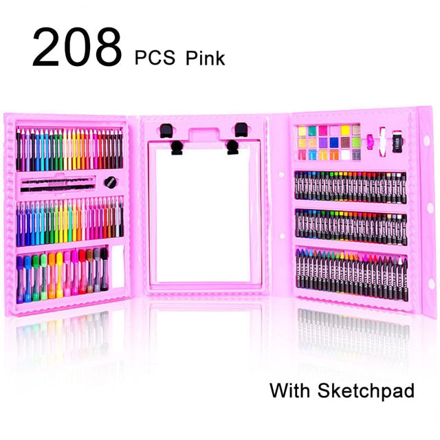 42-208PCS Children Art Painting Set Watercolor Pencil Crayon Water Pen Drawing Board Doodle Supplies Kids Educational Toys Gift