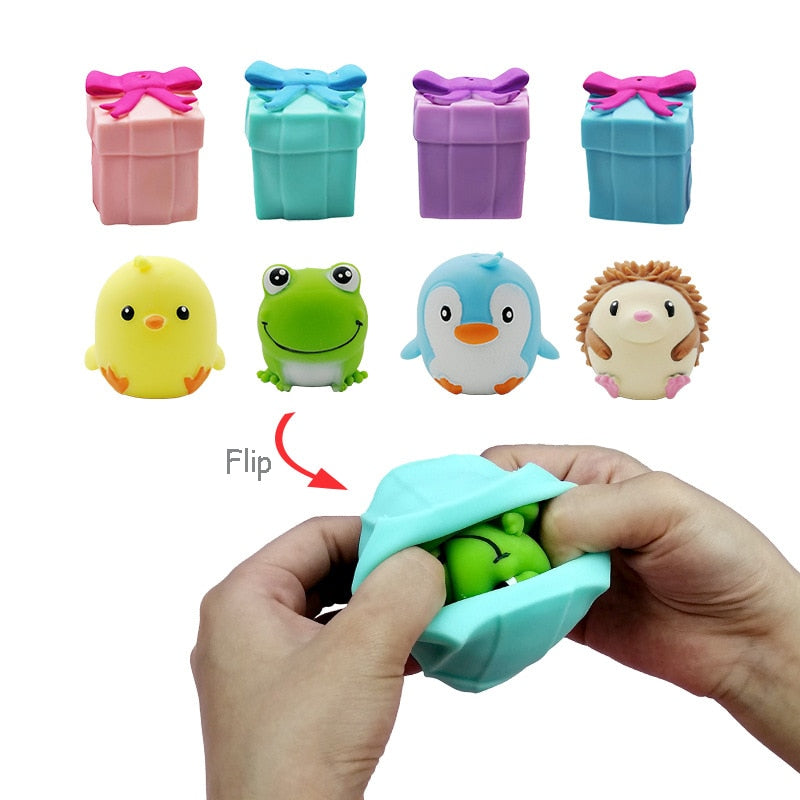 New Fidget Toys Flip Gift Box Cute Pet Pinch Animal Silicone Toy Expression Emotional Silicone Decompression To Adult Kid Toy