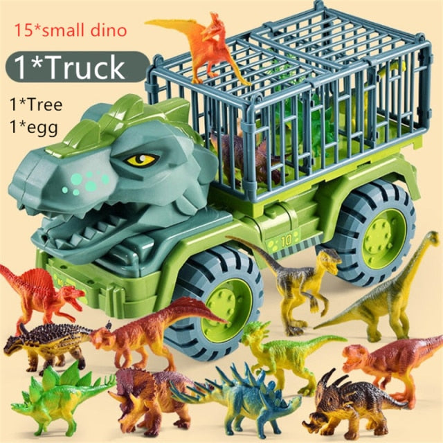 Boys Car Toys Dinosaur Truck Transport Carrier Vehicle Dino Animal Model Tyrannosaurus Rex