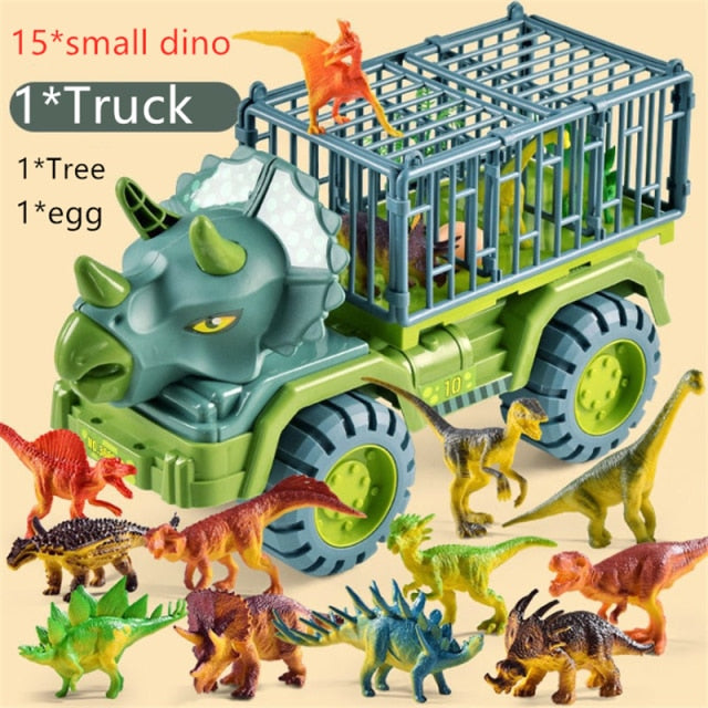 Boys Car Toys Dinosaur Truck Transport Carrier Vehicle Dino Animal Model Tyrannosaurus Rex