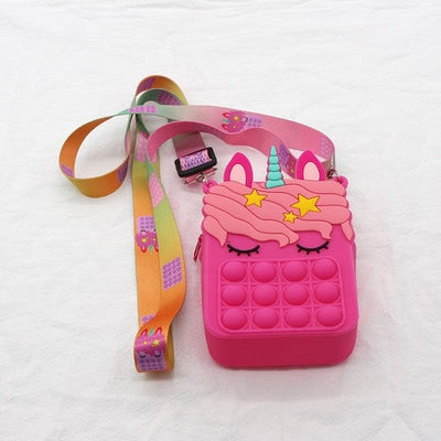 Fashion Fidget Toys Push Bubbles Toy Rainbow Unicorn Coin Purse Wallet Ladies Bag Silica Simple Dimple Crossbody Bags For Girls